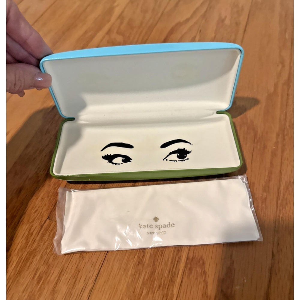 Kate Spade Eye Glass Case & Cloth Blue & Green Hard Case